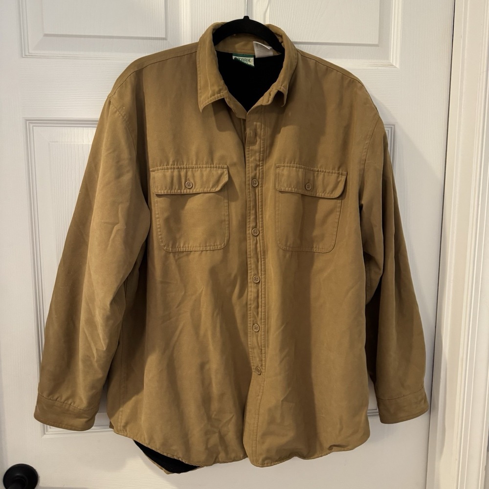 Mens Vtg Ozark Trail Shirt Jacket Fleece Lining Faux Suede Sz L Shacket READ